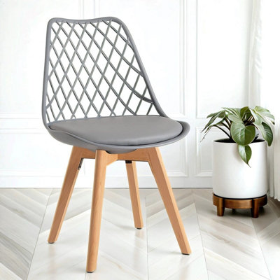 PureLifestyleWonders Grey Dining Chair With Wooden Legs Alma from B&Q