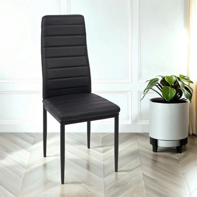 B&Q -  Dining Chair In Black With Black Legs In Faux Leather Verona
