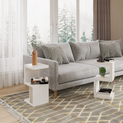 PureLifestyleWonders Designer White Modern Side Table With High Gloss Frias from B&Q