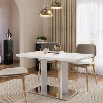 PureLifestyleWonders Modern Dining Table In High Gloss White 120Cm Frias from B&Q