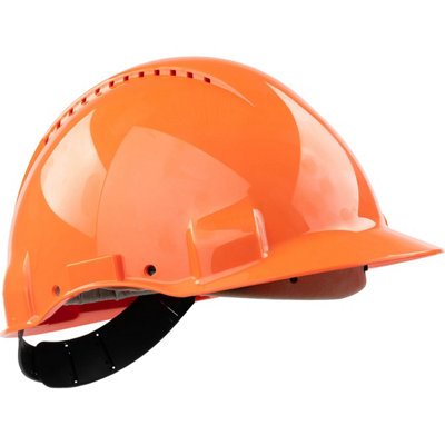 3M G3000D Orange Vented Short-Peak Slip-Ratchet Safety Helmet from B&Q