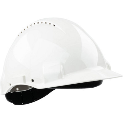 3M G3000C White Vented Short-Peak Slip-Ratchet Safety Helmet from B&Q