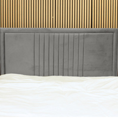  - Urban TexturesVeneto Luxury 20" High Plush Velvet Fabric Upholstered Line HeadboardGrey