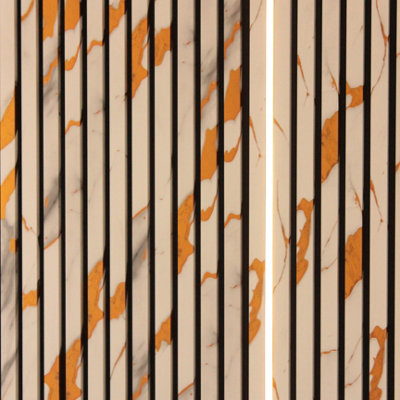 Urban TexturesPremium White And Gold Marble Acoustic Wall Panel Slat Wall Panel 2400mm X 600mm X 21mm from B&Q