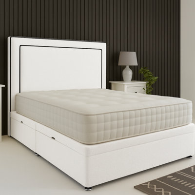  - Urban TexturesSavoy Edge Ottoman Bed Headboard Side Lift: Boucle White