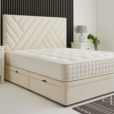  - Urban TexturesMonaco Ottoman Bed Rounded Headboard Side Lift: Boucle Cream
