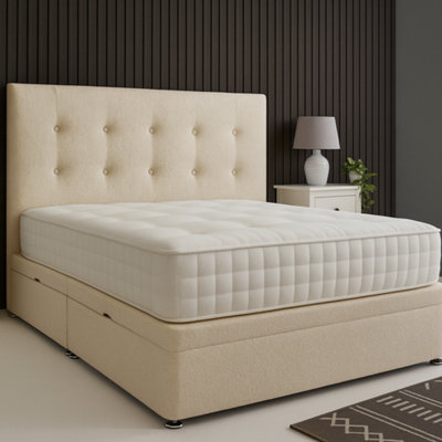  - Urban TexturesEden Ottoman Bed Rounded Headboard Side Lift: Boucle Cream