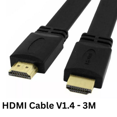 B&Q Premium Flat Hdmi Cable V1.4 Gold High Speed - 3M