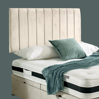 Urban TexturesApollo 20" High Velvet Fabric Upholstered Bed HeadboardCream from B&Q