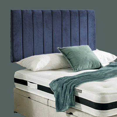 Urban TexturesApollo 26" High Velvet Fabric Upholstered Bed Panelled HeadboardNavy from B&Q
