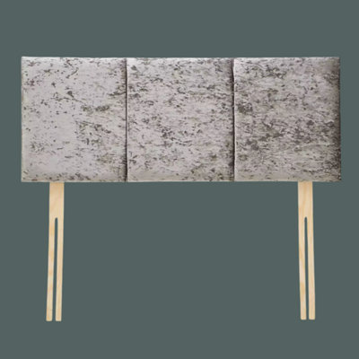 Urban Textures Luxury 26" High Crushed Velvet Fabric Upholstered Elba Bed HeadboardSteel from B&Q