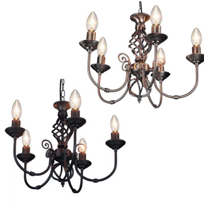  - 5 Arm Barley Twist Chandelier Ceiling LightBlack