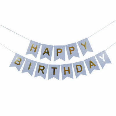  - Happy Birthday Letter Banner Bunting Party Purple