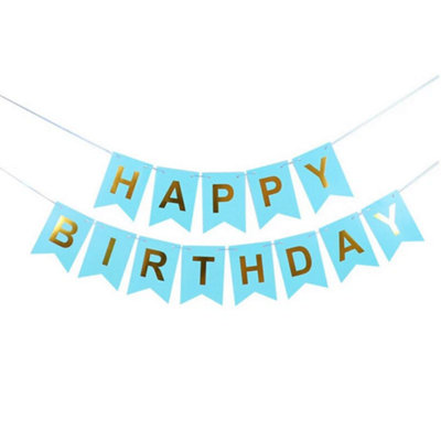 - Happy Birthday Letter Banner Bunting Party Light Blue