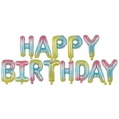 Happy Birthday Balloons Foil Letter Balloon Banner Bunting Party Self Inflating Rainbow from B&Q
