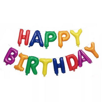 Happy Birthday Balloons Foil Letter Balloon Banner Bunting Party Self Inflating Mix from B&Q