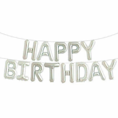 Happy Birthday Balloons Foil Letter Balloon Banner Bunting Party Self Inflating Silver from B&Q