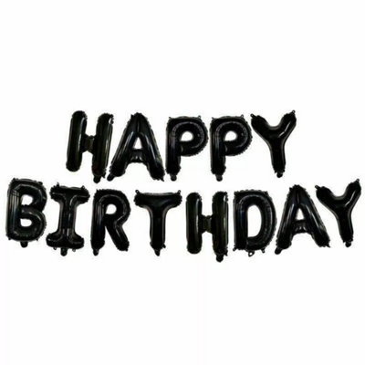 Happy Birthday Balloons Foil Letter Balloon Banner Bunting Party Self Inflating Black from B&Q