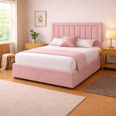 Strutted Urban Textures Hpnk Plush Velvet Upholstered Headboard 26 Inch Height from B&Q