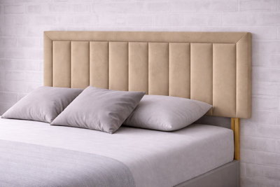Strutted Urban Textures Mink Plush Velvet Upholstered Headboard 36 Inch Height from B&Q