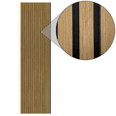 Urban TexturesPremium Teak Acoustic Wall Panel Sound Absorbing Decorative Wooden Slat Wall Panel 2400mm X 600mm X 21mm from B&Q