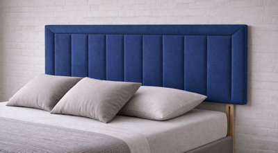 Strutted Urban Textures Nvy Plush Velvet Upholstered Headboard 36 Inch Height from B&Q