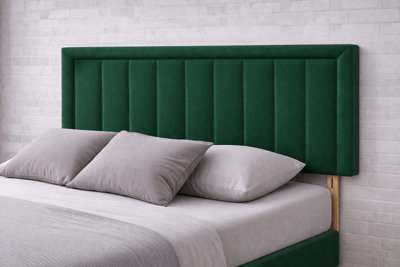 Strutted Urban Textures Green Plush Velvet Upholstered Headboard 36 Inch Height from B&Q
