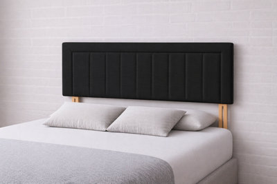 Arlo 30 Inch High Linen Strutted Divan Bed HeadboardBlack from B&Q