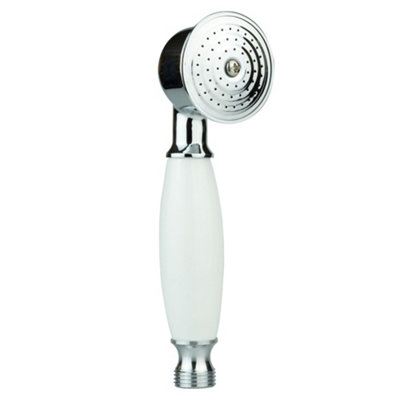 Bubly Traditional Hand Held Bathroom Shower Handset With Chrome Head & Ceramic Handle from B&Q