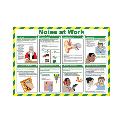 PegdevPdlFirst Aid Laminated Health & Safety PosterA2 LandscapeDurable Hazard Sign For Noise At Work. from B&Q