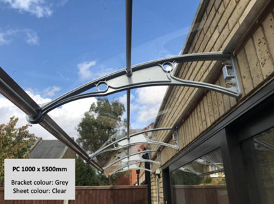 Canofix UK Canofix Door Canopy Pc 2000 Width X 1000 Projection (Black BracketClear Sheet) from B&Q
