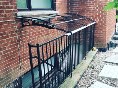 Canofix UK Canofix Door Canopy Pc 3000 Width X 1270 Projection (Black BracketClear Sheet) from B&Q
