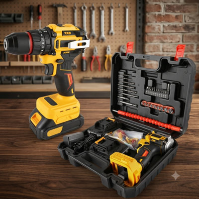  - 1/2Inch Cordless Electric Impact Wrench Drill Ratchet Driver 21V 2Ah Battery