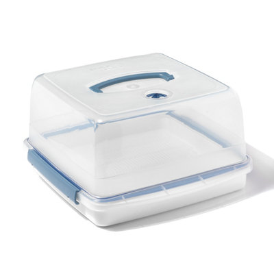 Locknlock Classic Square Plastic Reusable Pastry Cake Carrier With Handle 12.6L Blue