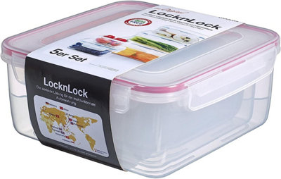 LocknLock Nesting Set of 5 Square Airtight Food Storage Containers and Lids - Image 5