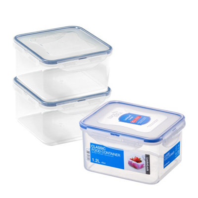 Locknlock Classic Clear Square Plastic Easy Clean Reusable Airtight Food Storage Container 1.2L from B&Q