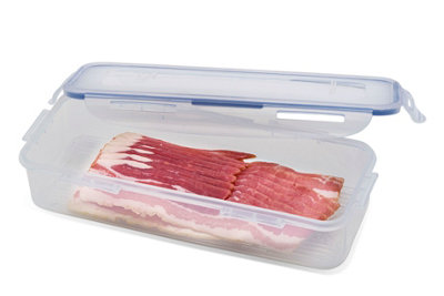 Locknlock Classic Clear Rectangular Plastic Airtight Reusable Bacon Box Food Storage Container 1L from B&Q