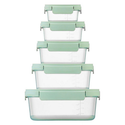 Lock 'n' roll Locknlock Nestnlock 5-Piece Food Storage Container Set - Sage Green