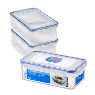 LocknLock Classic Rectangle Set of 3 x 1 L Airtight Food Storage Containers - Image 3