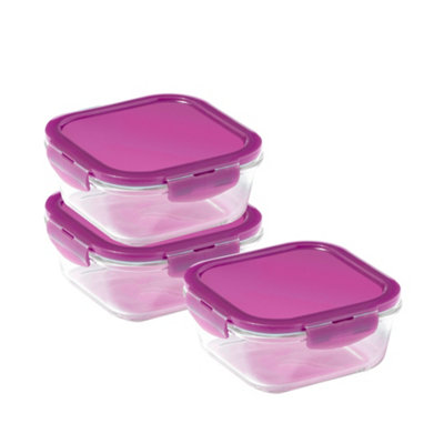 Locknlock Eco Ovenglass Clear Square Glass Dishwasher Safe Food Storage Container Set With Lid 750Ml Pack Of 3 from B&Q