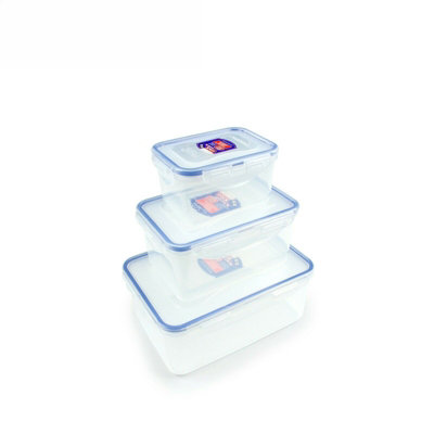 LocknLock Set of 3 Food Storage Containers with Lids Airtight, Leakproof - Rectangular Clear Plastic Food Storage Containers, Microwave & Dishwasher Safe, HPL825SJ3 - Image 5