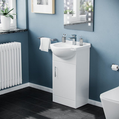 Nes Home Dyon 450mm Floorstanding Vanity Basin Unit White from B&Q