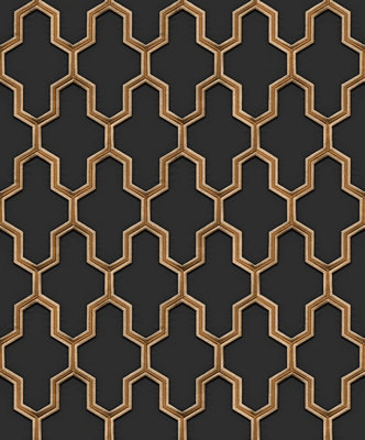 Design Id Black/Gold Did Geometric Silk & Wallpaper