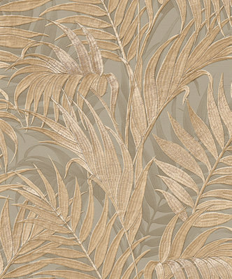 Design Id Luxurious Grace Palm Sage/ Wallpaper Gold