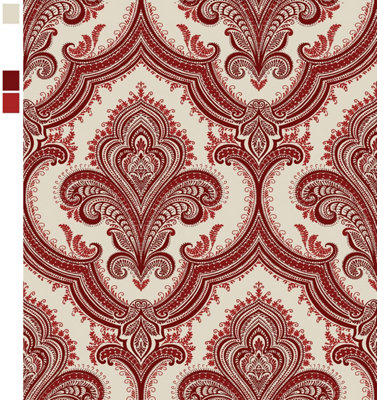 Design Id Red Did Damask Heavy Weight Vinyl Wallpaper