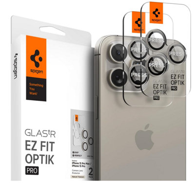 1001 Spigen Glas.tr Ez Fit Optik Pro Tempered Glass Camera Lens Protector For Iphone 15 Pro/iphone 15 Pro Max -Natural Titanium-2 Pack from B&Q