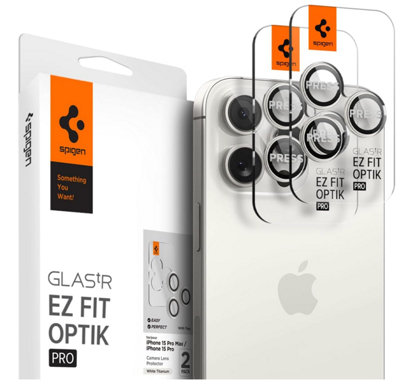 1001 Spigen Glas.tr Ez Fit Optik Pro Tempered Glass Camera Lens Protector For Iphone 15 Pro/iphone 15 Pro MaxWhite Titanium (2 Pack) from B&Q