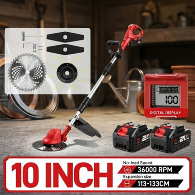  - Cordless Grass Trimmer Foldable Brushless Strimmer Garden Edger Cutter2 Battery Kit