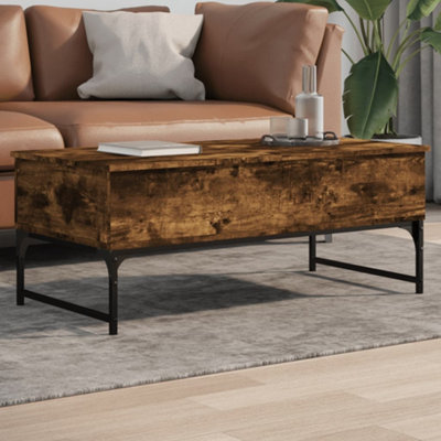 Berkfield Coffee Table Smoked Oak 100X50X40 Cm Engineered Wood And Metal