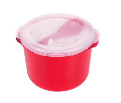 Good2Heat Plus Microwave Cookware Red Round Plastic Dishwasher Safe Rice Cooker With Non-Stick Paddle 2.8L